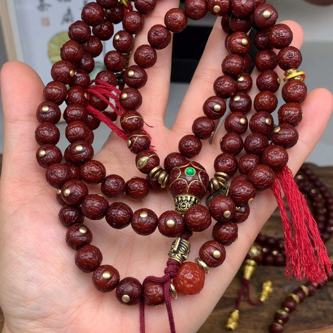 凤眼菩提吊坠8.9铜满配108
