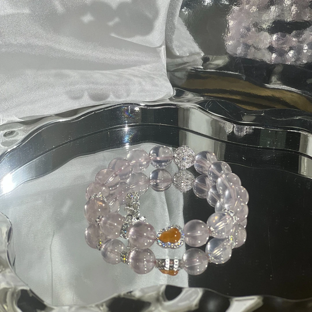 6130【福禄姻晶】水晶手串爆款（粉水晶＋琉璃）