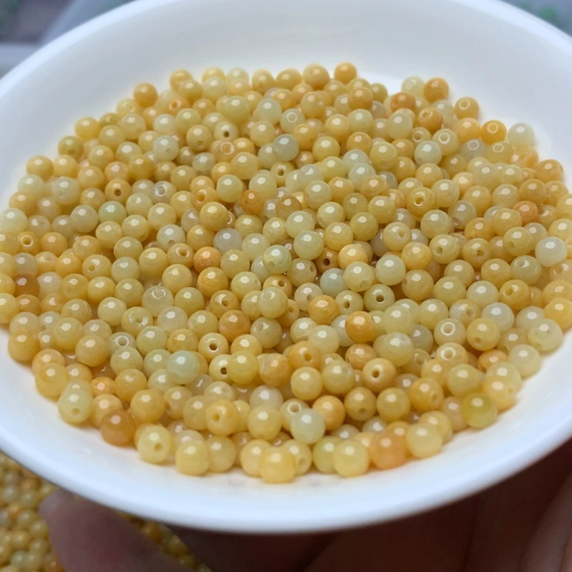 【闪购商品】未镶嵌手链翡翠卡4浅冰黄100颗