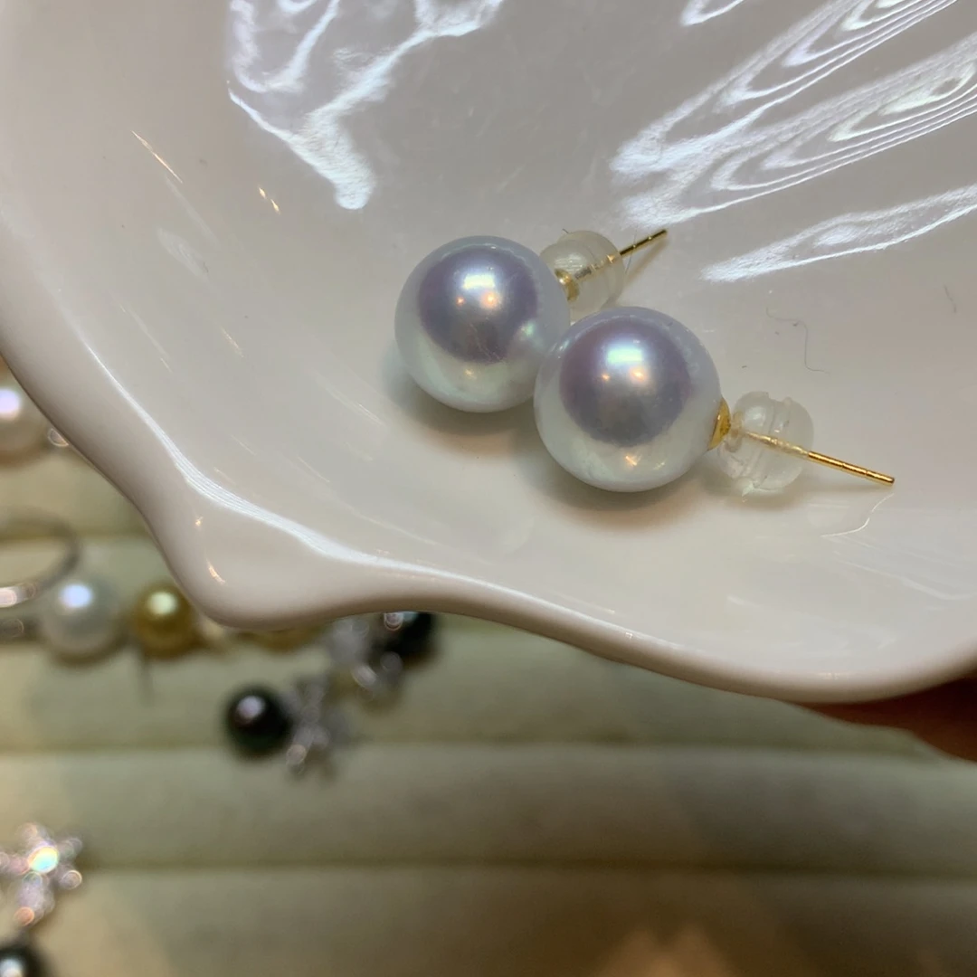 淡水珍珠耳饰18K金镶嵌