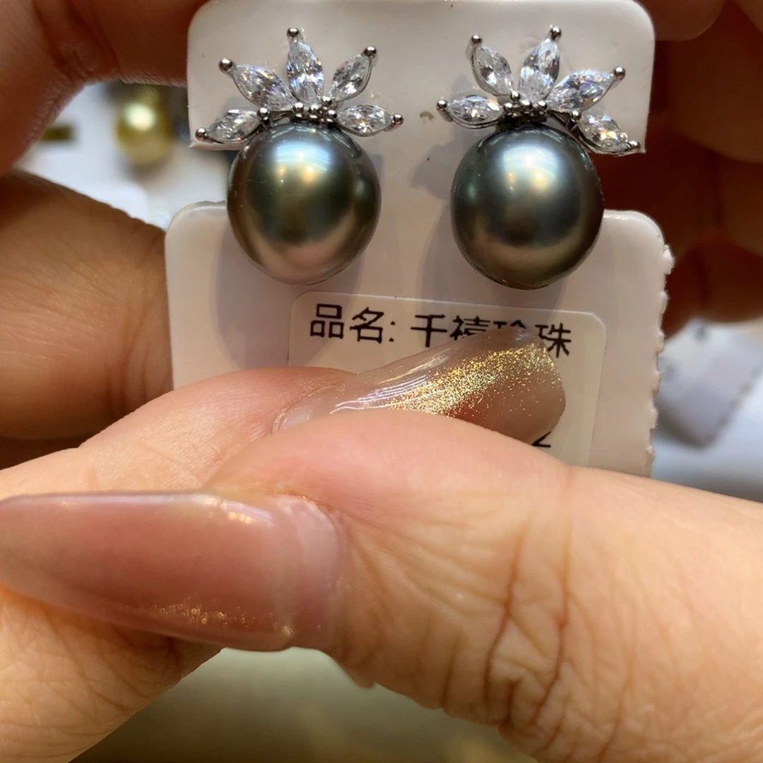 银S925镶嵌耳饰海水珍珠