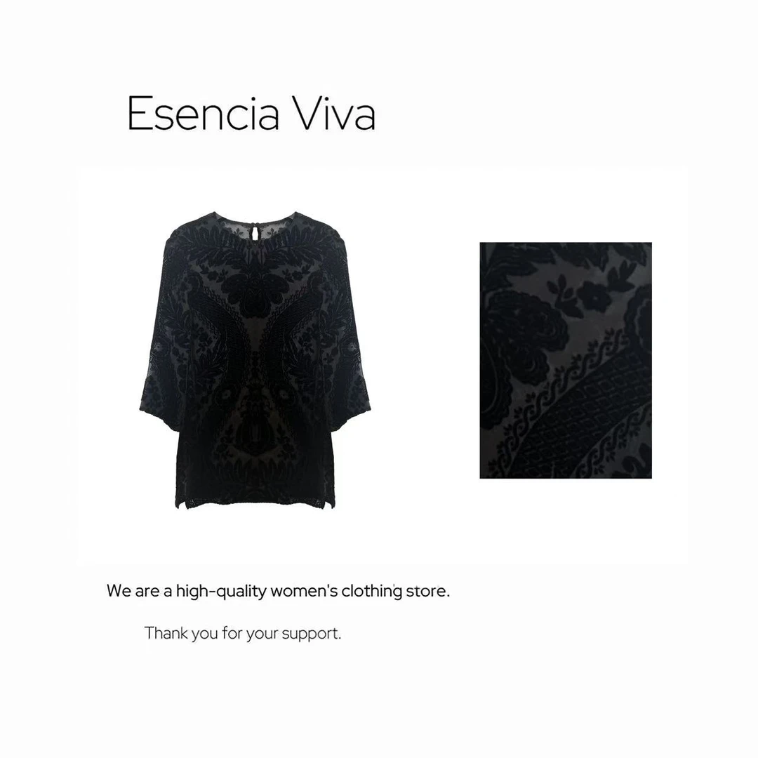 EV.【原创设计】小众设计师款烧花气质长袖上衣EVZZ0261