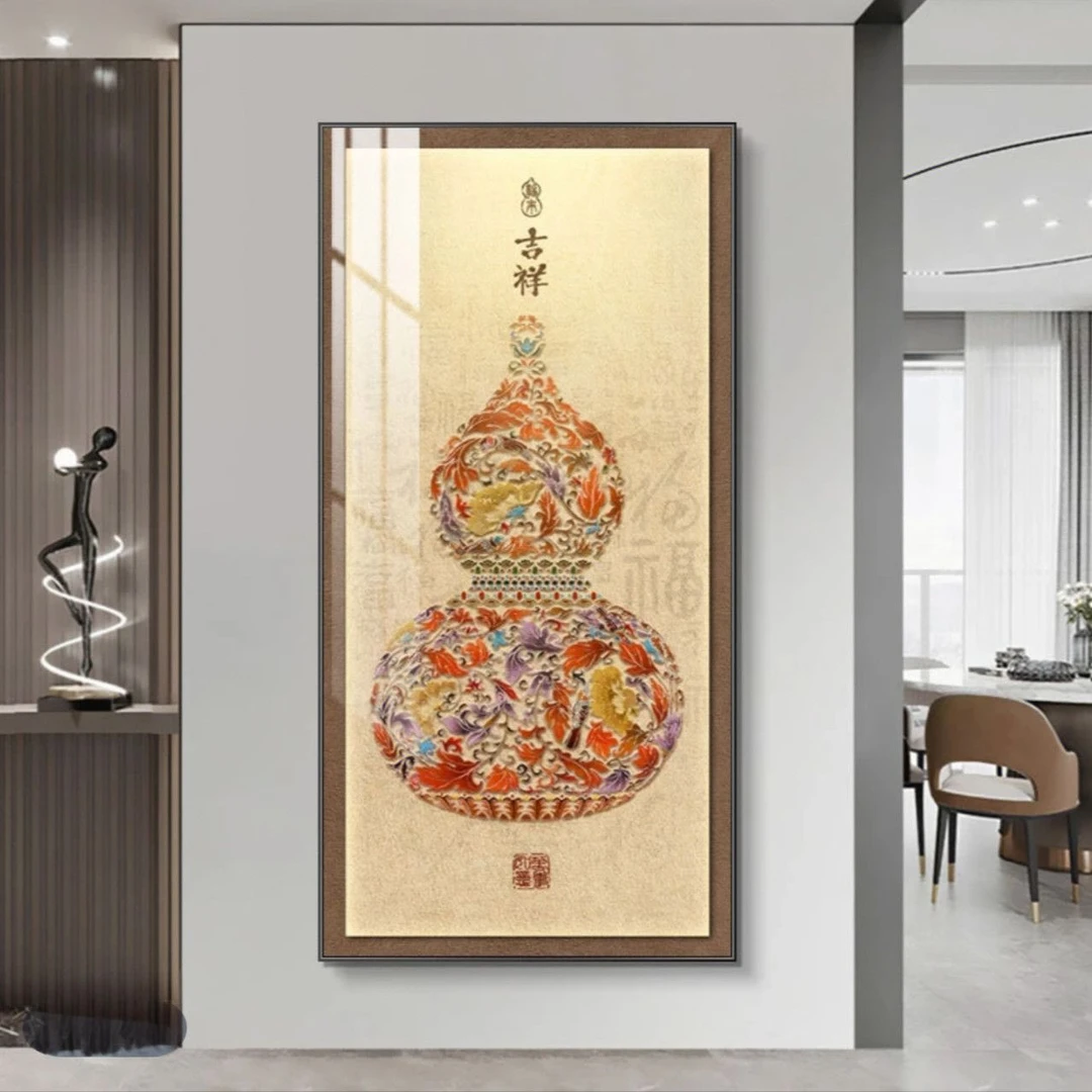 862新中式葫芦挂画入户玄关装饰画福禄吉祥图客厅正对门走廊过道