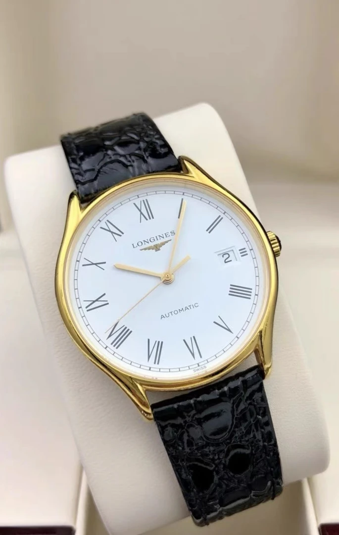 99新 Longines/浪琴 /律雅960间金皮带/表径38.5/自动机械男表