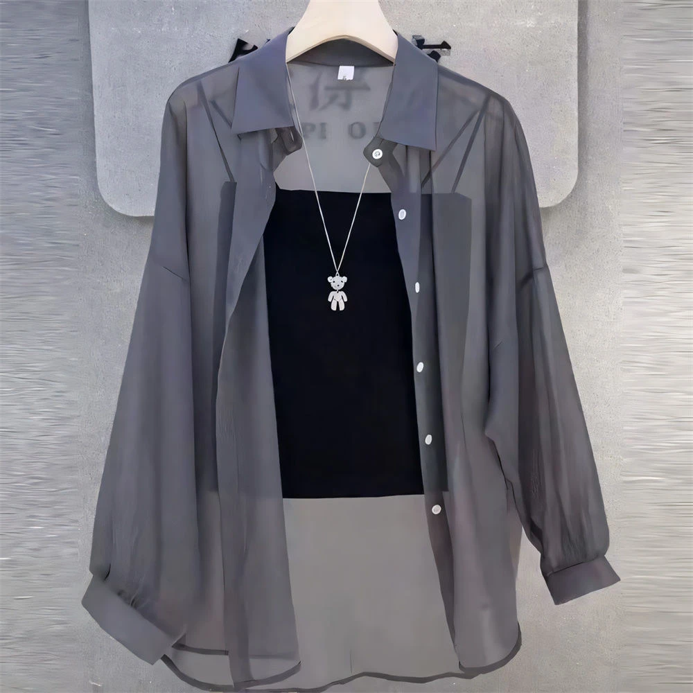 防晒衣女夏季冰丝透气防紫外线开衫外套2025新款长袖薄款雪纺衬衫