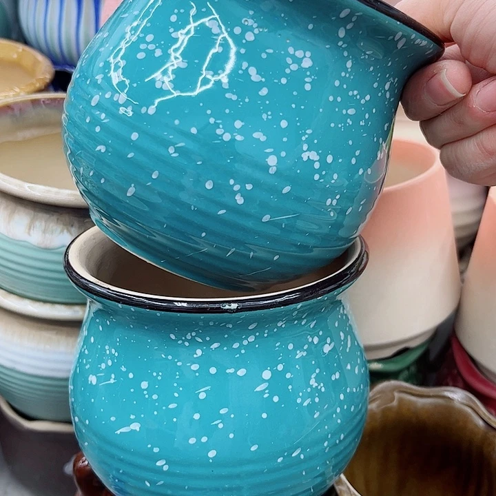 多肉绿植陶瓷花盆9.9包邮，有孔