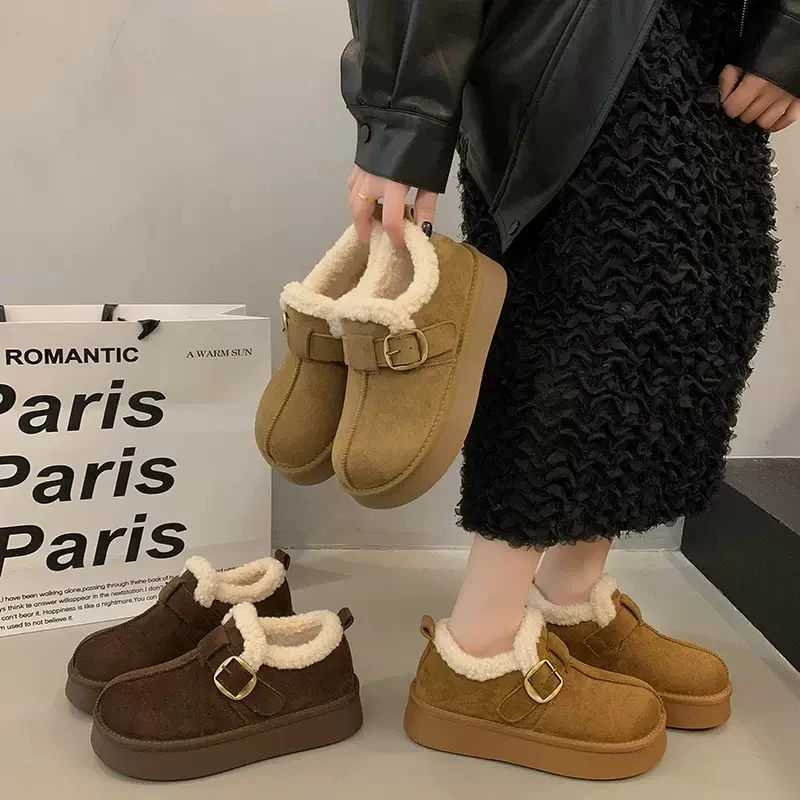 【安静专属】珍妮姿Janinzzi加绒增高休闲鞋复古港风2025加厚鞋冬季