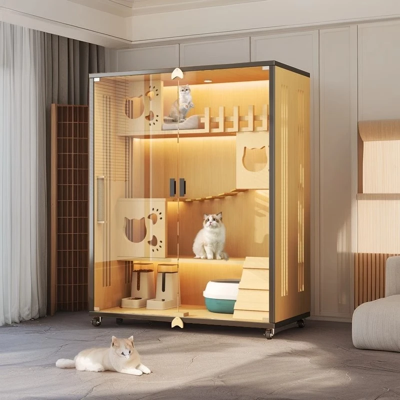 猫别墅家用室内猫笼子豪华猫窝玻璃门猫舍超大空间猫爬架猫屋