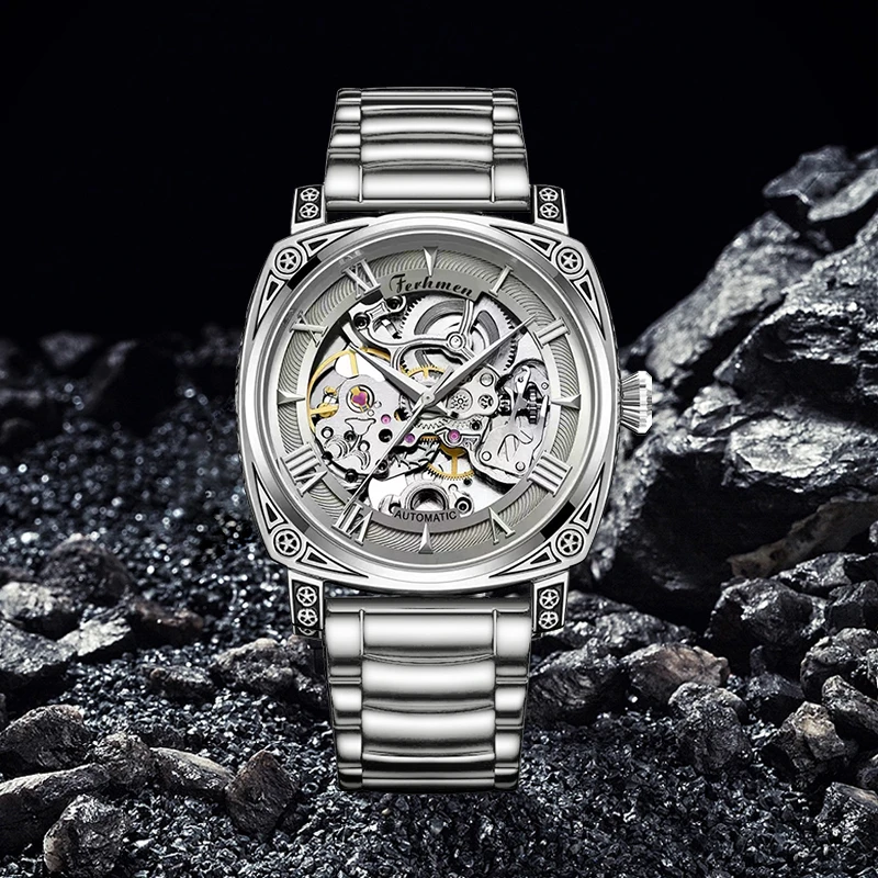 理查德系列国风雕花镂空男士机械腕表F8200-G