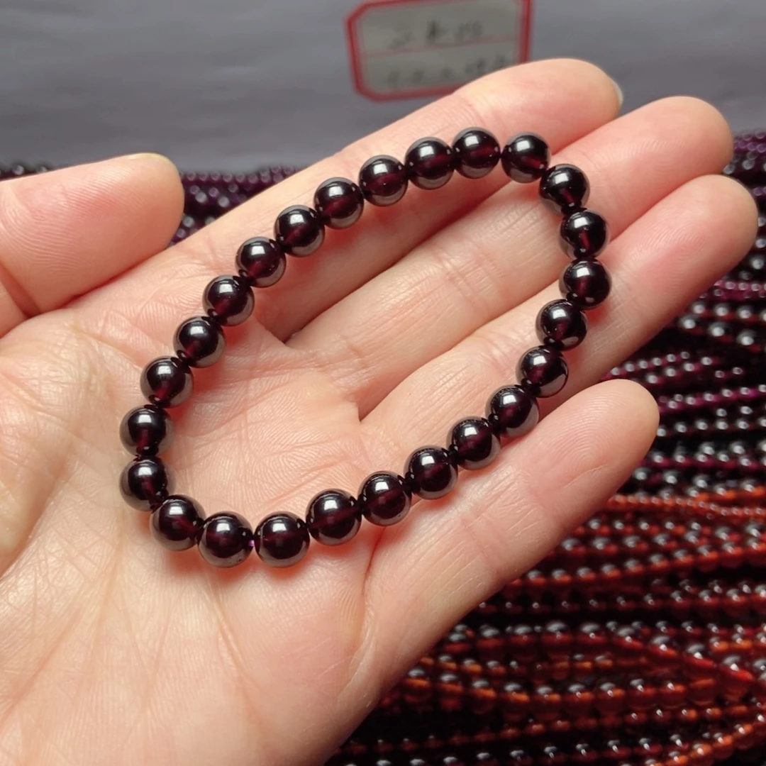 未镶嵌手链石榴石7酒红色