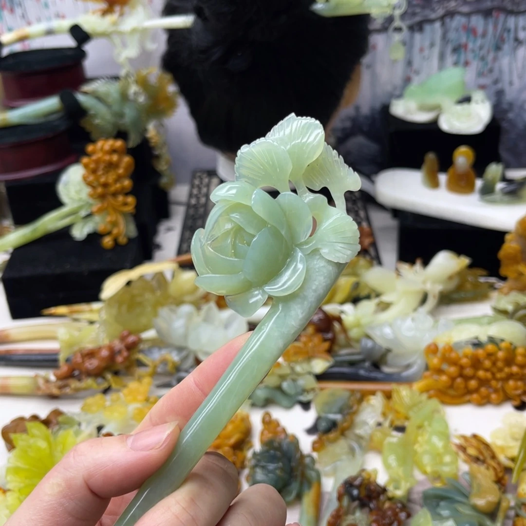 【闪购商品】蛇纹石玉发饰合金