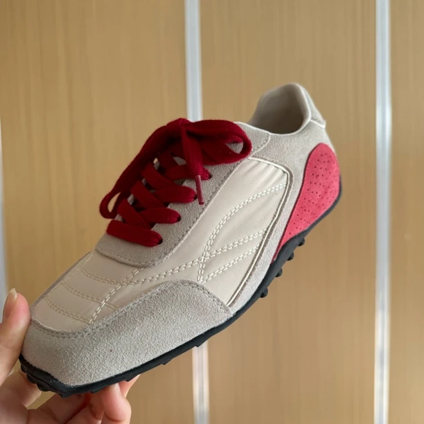 平底德训鞋女2025新款春季复古真皮透气慢跑鞋运动休闲小白鞋女款