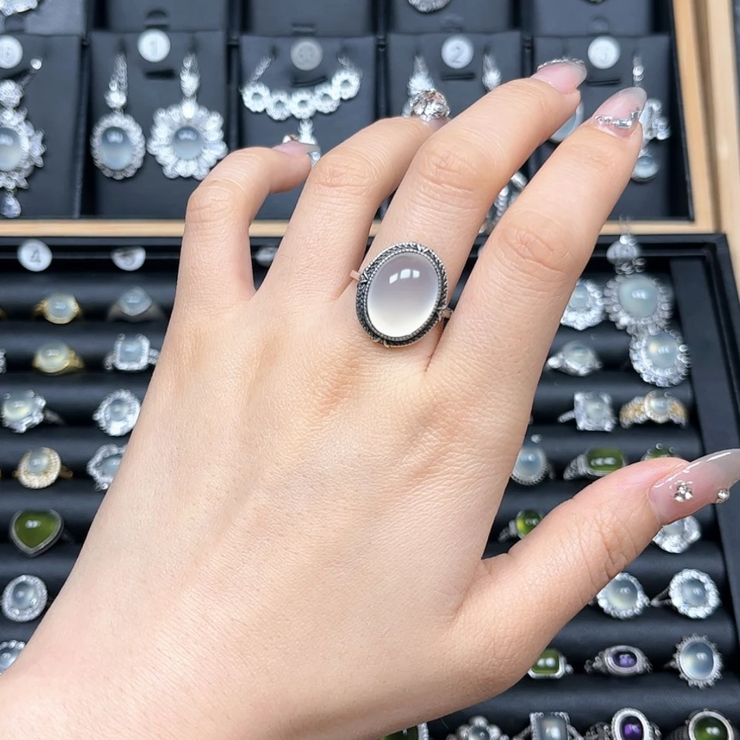 【闪购商品】岫玉戒指银S925镶嵌M****Z