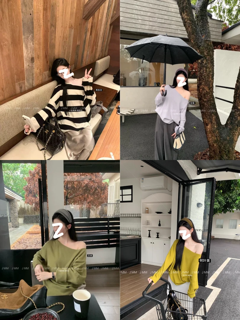 实拍新品高品质高级显瘦时尚慵懒感长袖针织宽松上衣气质