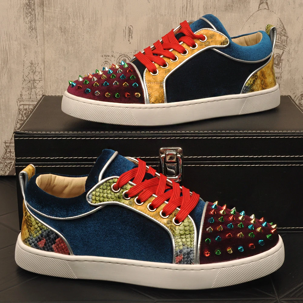 ins百搭透气绒面铆钉板鞋韩版男士休闲鞋系带运动内增高百搭男鞋