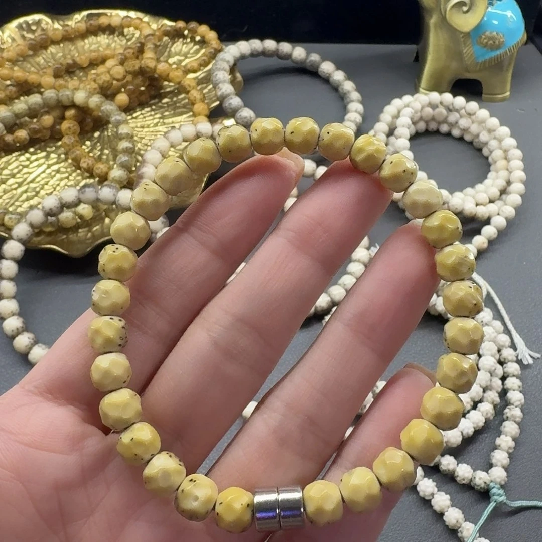 星月菩提吊坠7.3无相骨瓷白单圈手持