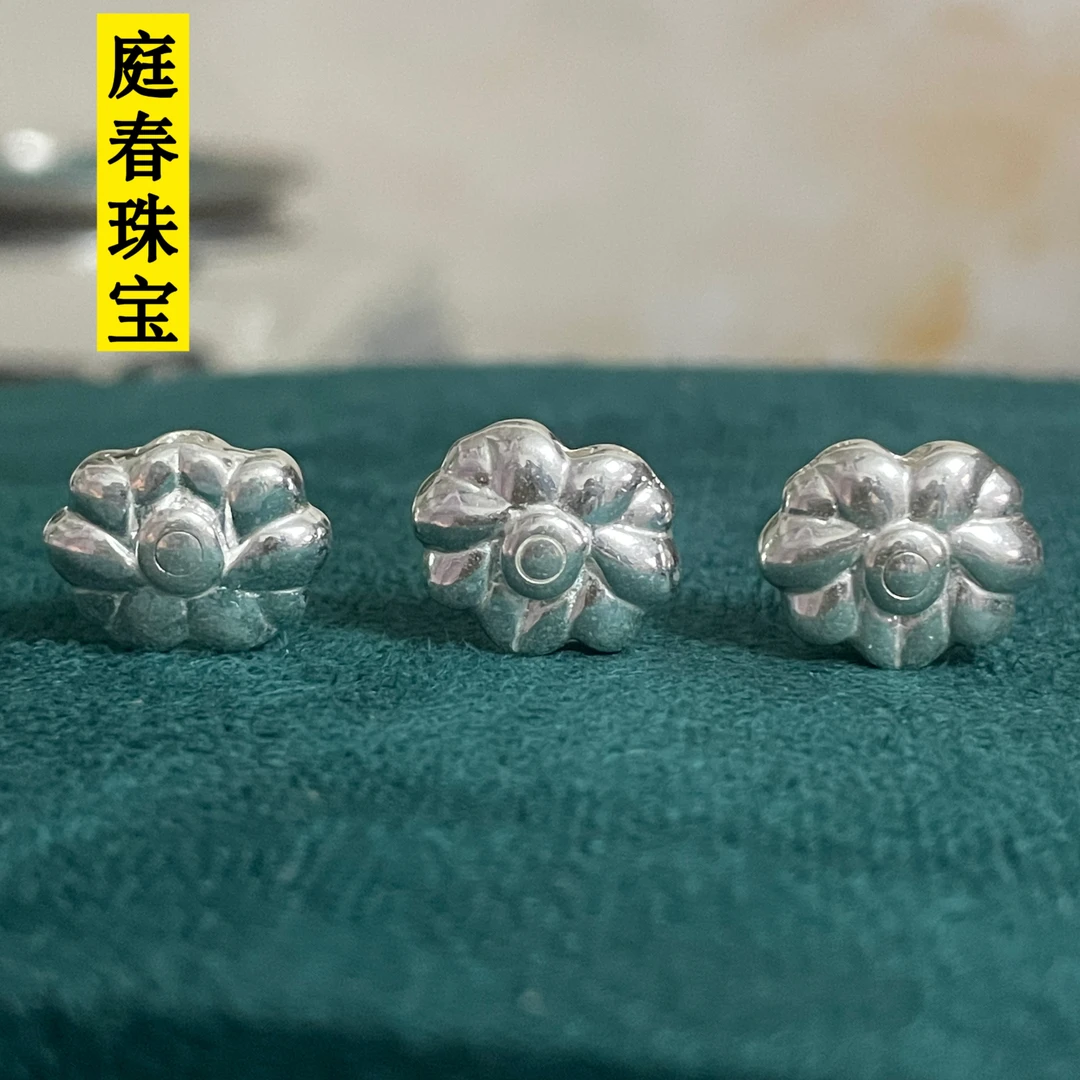 足银银制品 足银999实心莲花背云配饰