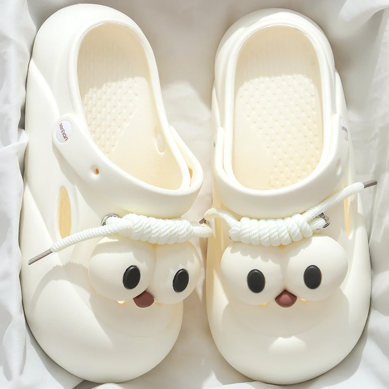 可爱大眼仔凉拖鞋女学生夏季踩屎感防滑百搭舒适可湿水包头洞洞鞋