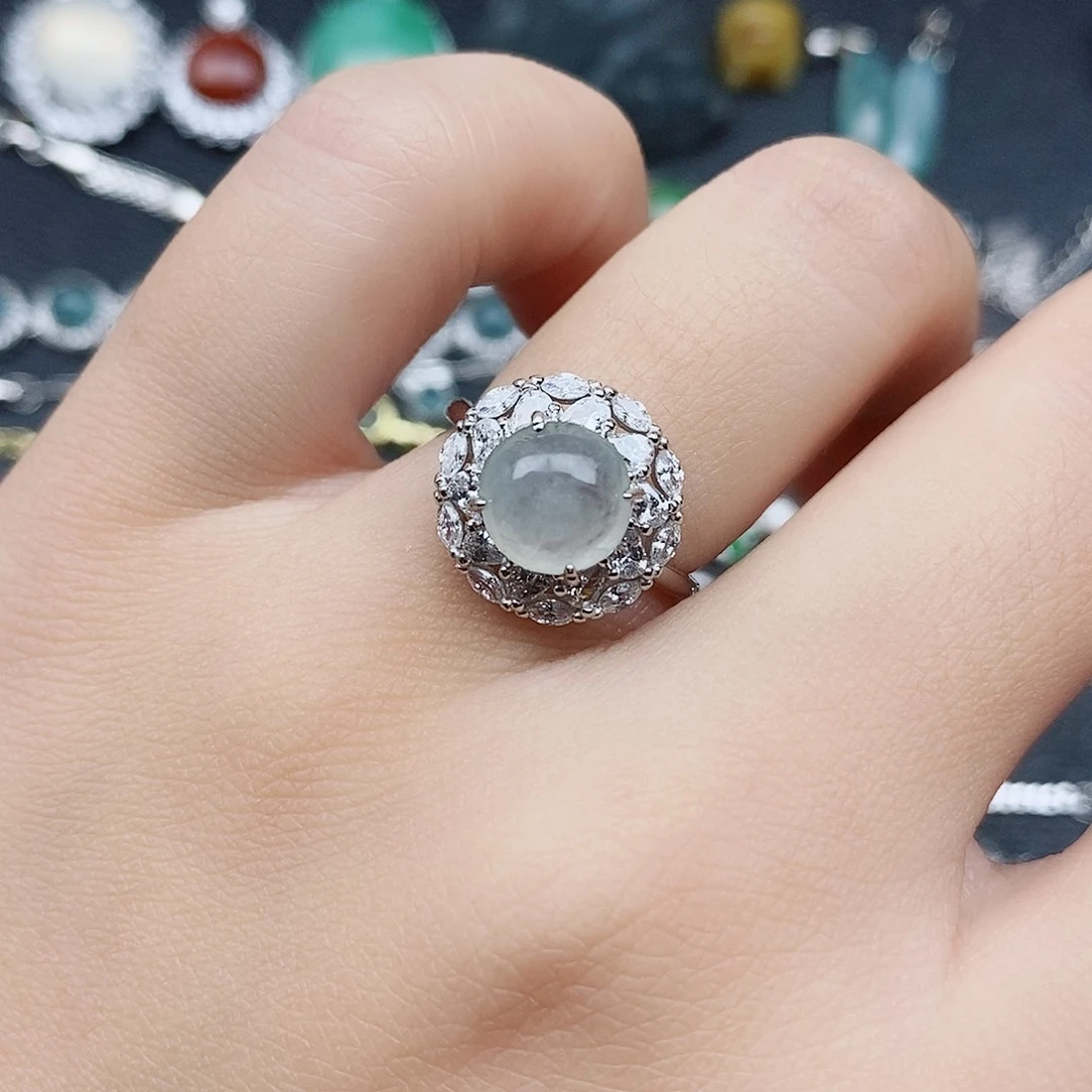 翡翠戒指银S925镶嵌1111111