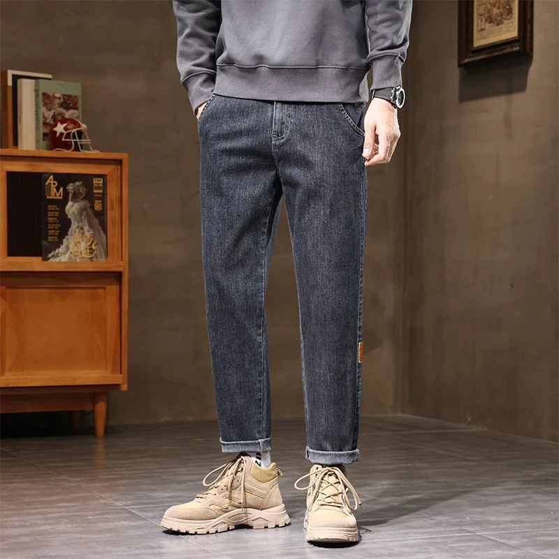 秋季春秋男士宽松直筒潮流男士轻商务休闲牛仔裤修身微弹力微弹