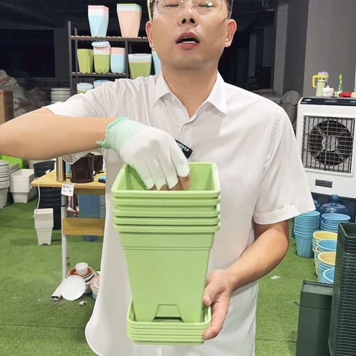 正品方盆口16高18果绿5只带托