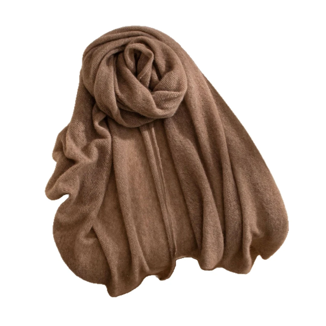 简约美拉德全羊绒单纱素色围巾女士四季披肩保暖百搭羊绒情侣围脖