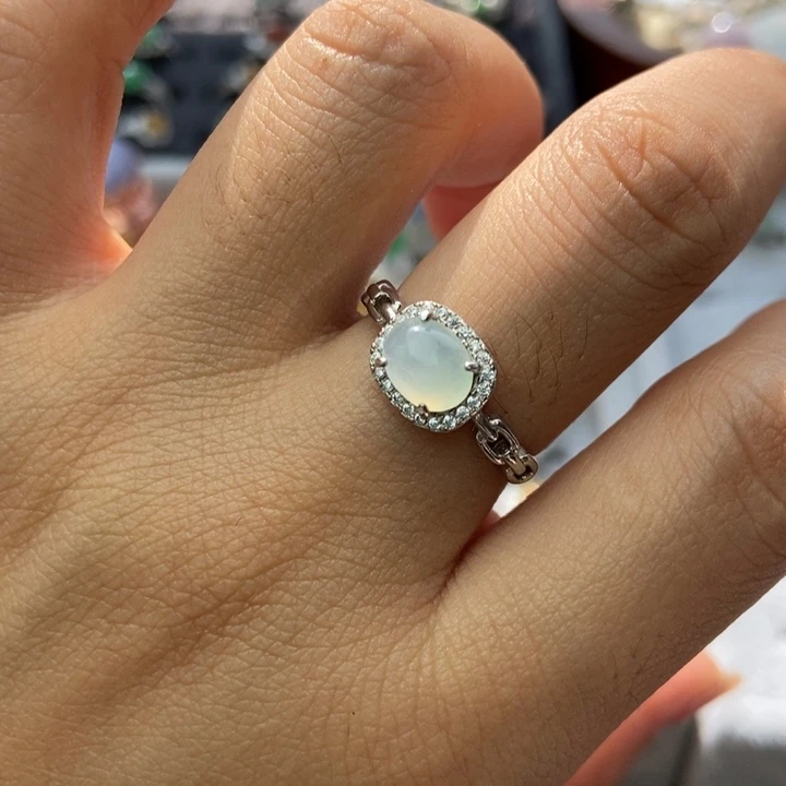 翡翠戒指银S925镶嵌戒指