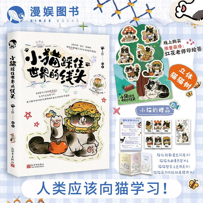漫娱 小猫踩住世界的线头 红花老师印绘 治愈系绘本 文野编著