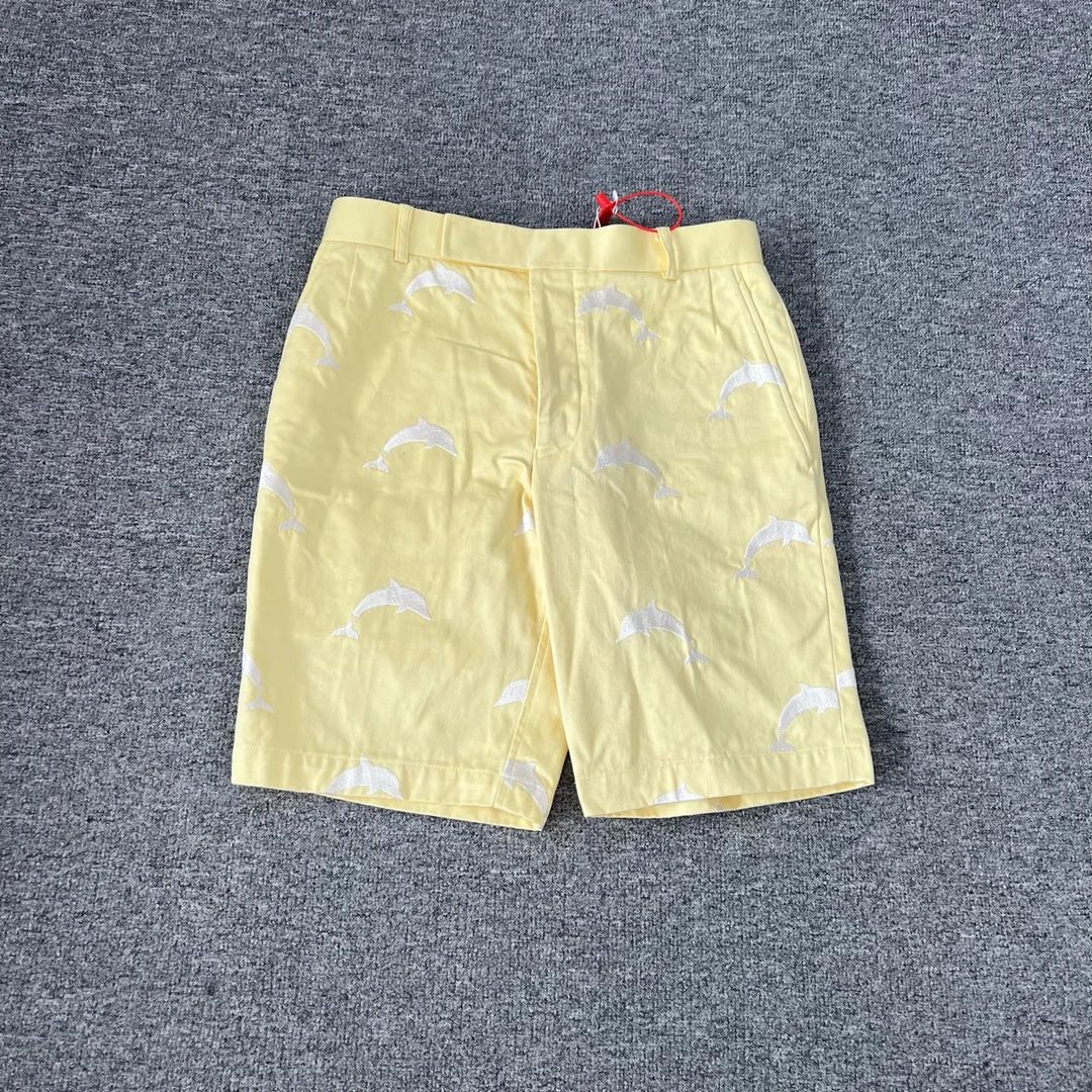 99新 THOMBROWNE TB 刺绣鲸鱼 短裤 黄色 00码 汤姆布朗