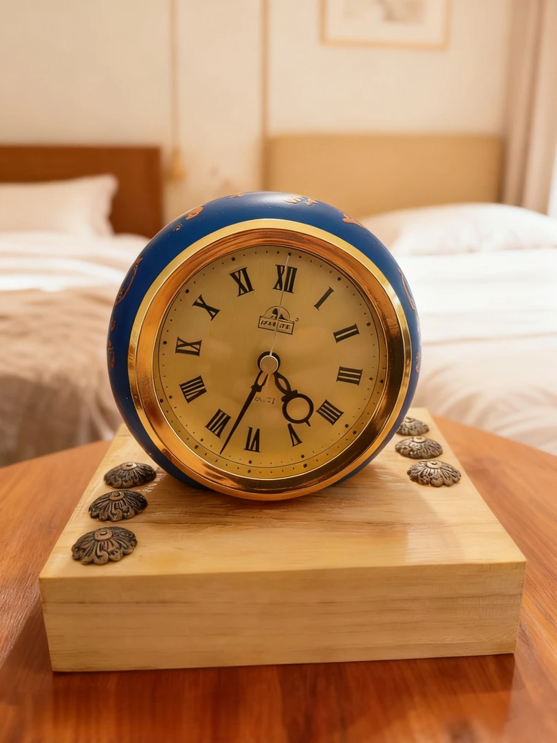 家用轻奢金属座钟静音石英钟客厅桌面时钟摆件九酱十品酒瓶