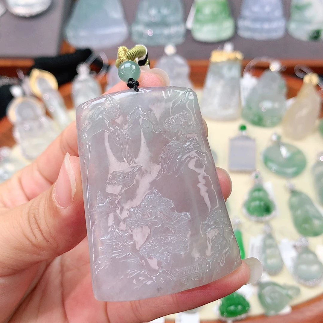 翡翠挂件未镶嵌山水牌
