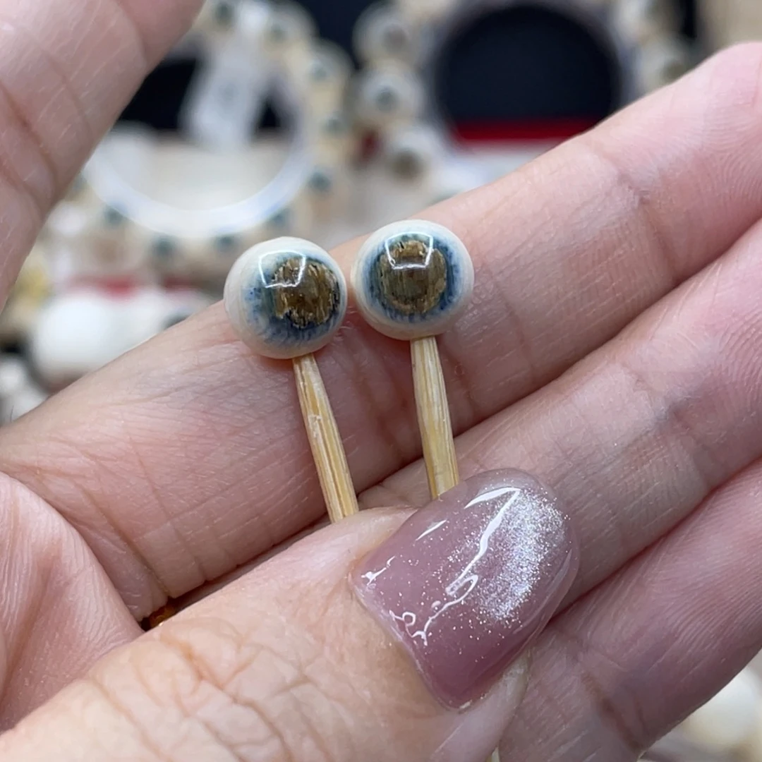 小****猛犸象牙手串/手链/手镯0.8蓝眼单珠