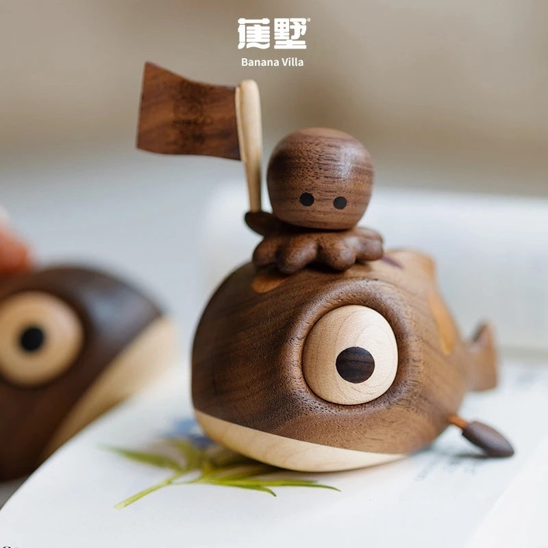蕉墅好运锦鲤实木原创家居实木磁吸可爱萌萌哒卡通好运连连
