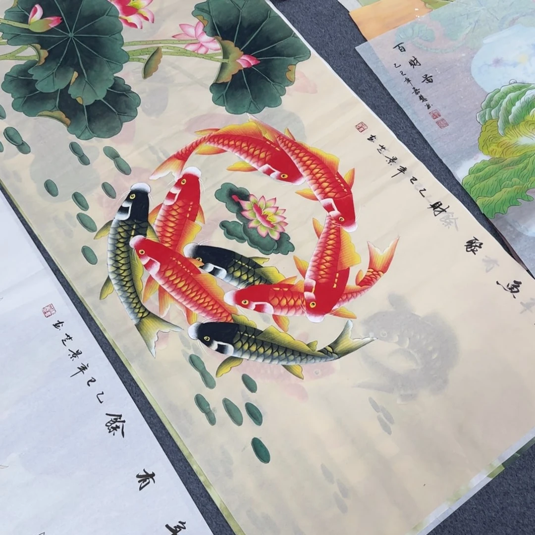 国画陈**金尺寸70X138手绘作品