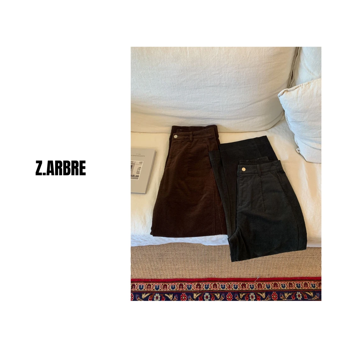Z.ARBRE “精工版” 秋冬加厚水洗灯芯绒直筒裤女