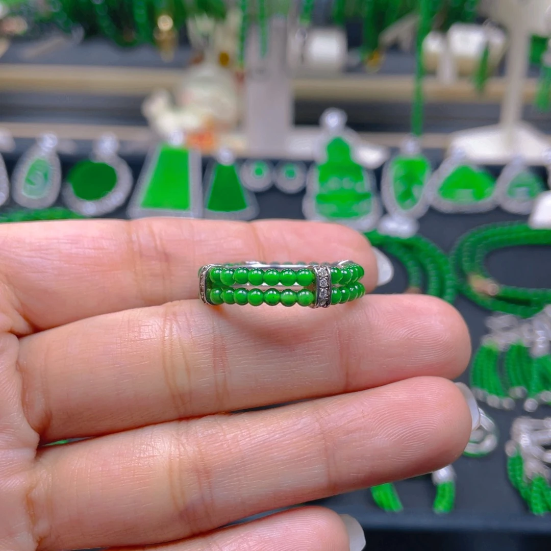 未镶嵌戒指翡翠圆珠戒圈