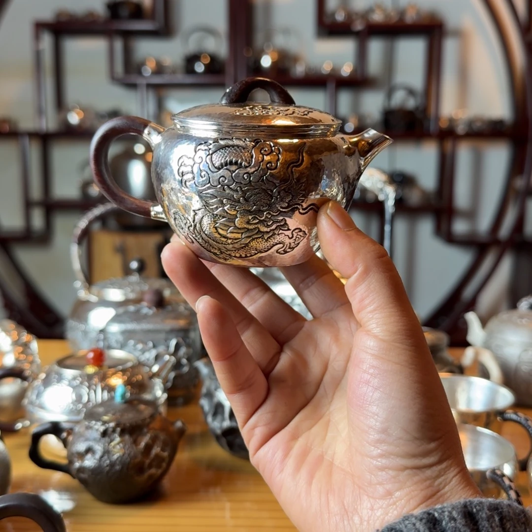 足银999纯手工兴隆泡茶壶
