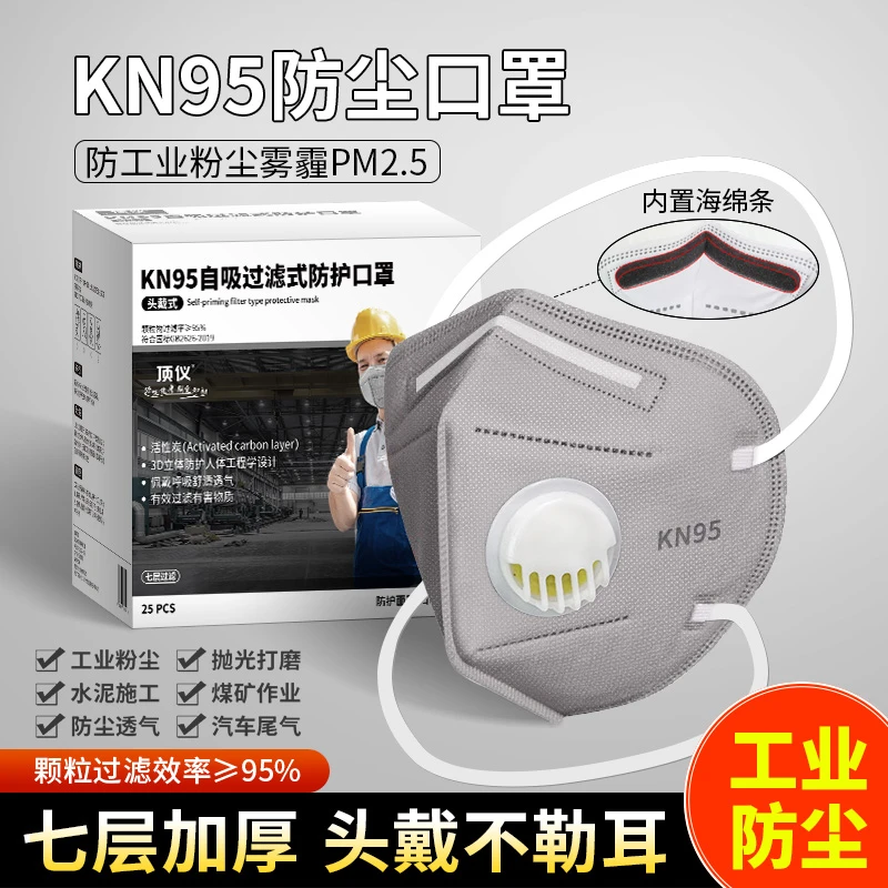 kn95口罩头戴式防尘口罩防工业粉尘打磨喷漆电焊油烟煤矿工厂专用