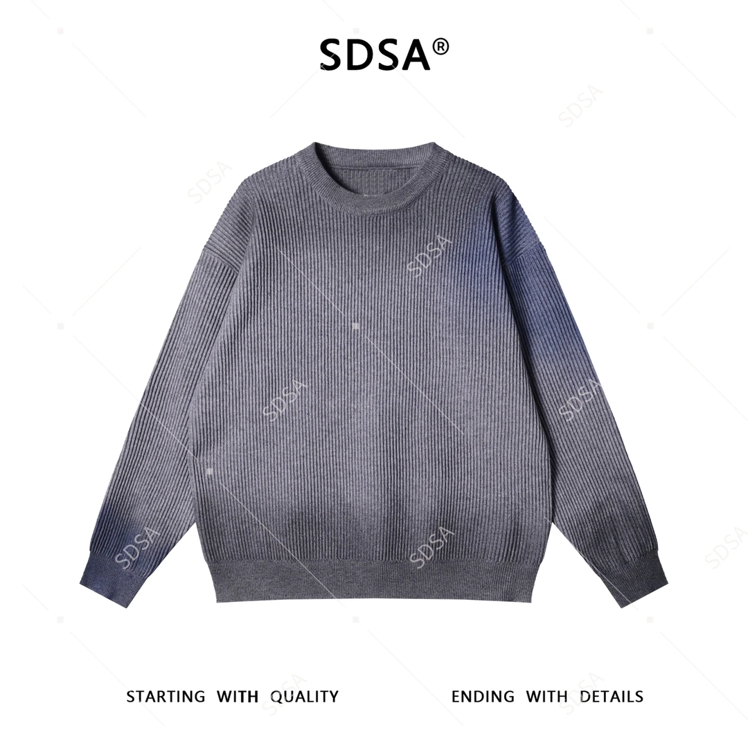 SDSA男士秋冬新款痞帅男装韩版简约渐变扎染圆领毛衣百搭时尚上衣