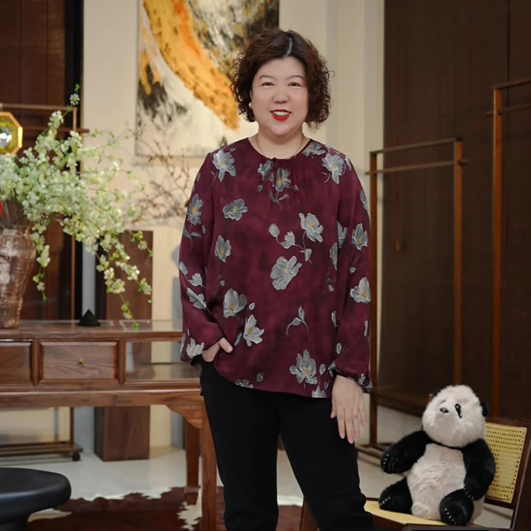 金雀绫【醉芙蓉】桑蚕丝重磅印花亲肤加宽加大衬衫SZA3SW663