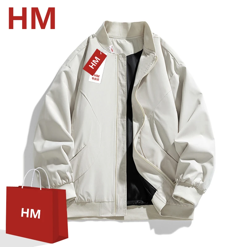 HM春秋季新款美式复古飞行夹克防风百搭潮牌休闲运动男女同款外套