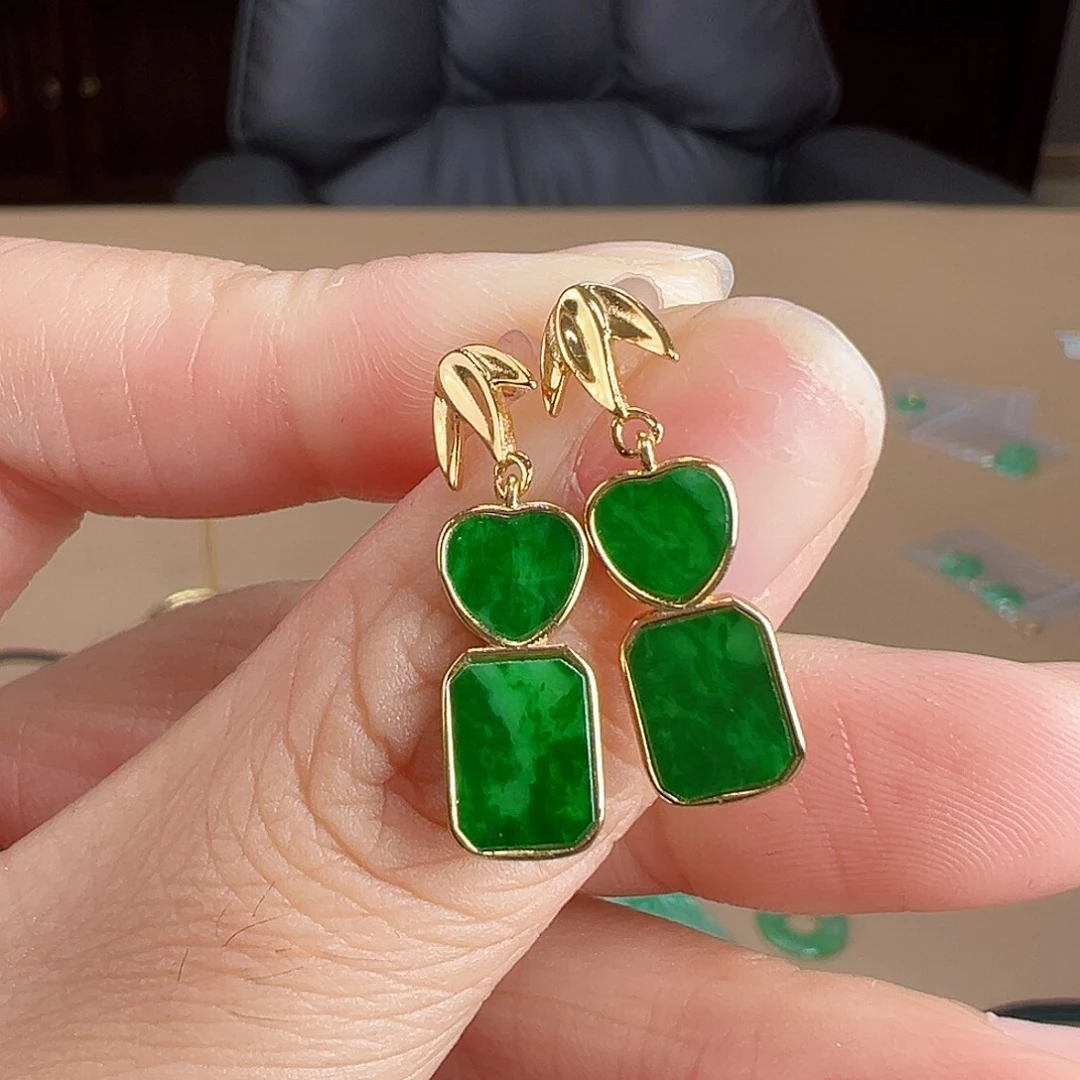 翡翠银S925镶嵌耳饰耳饰6
