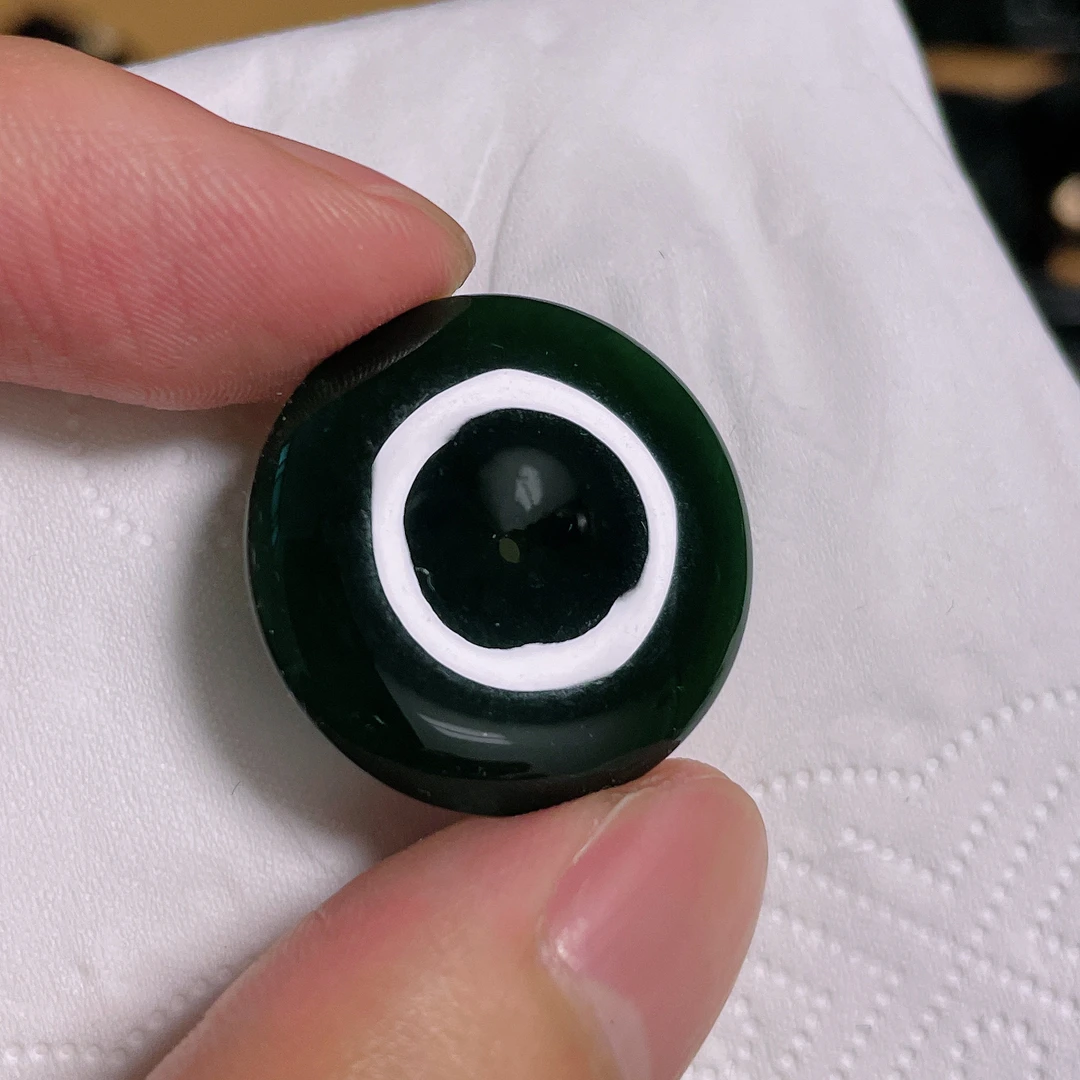 缅甸天然翡翠a货 墨翠平安扣