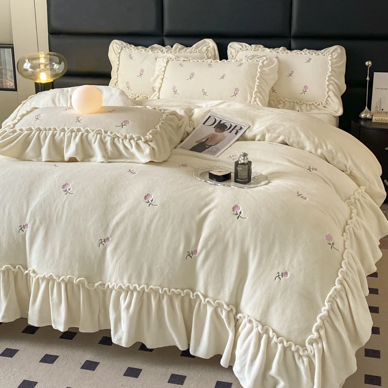 2024新款冬季细腻被套牛奶绒四件套消光级柔滑抗静电加厚保暖床笠