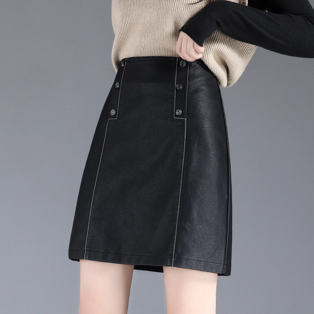 双排扣半身裙2024秋冬新款气质百搭都市休闲风收腰显瘦A字裙