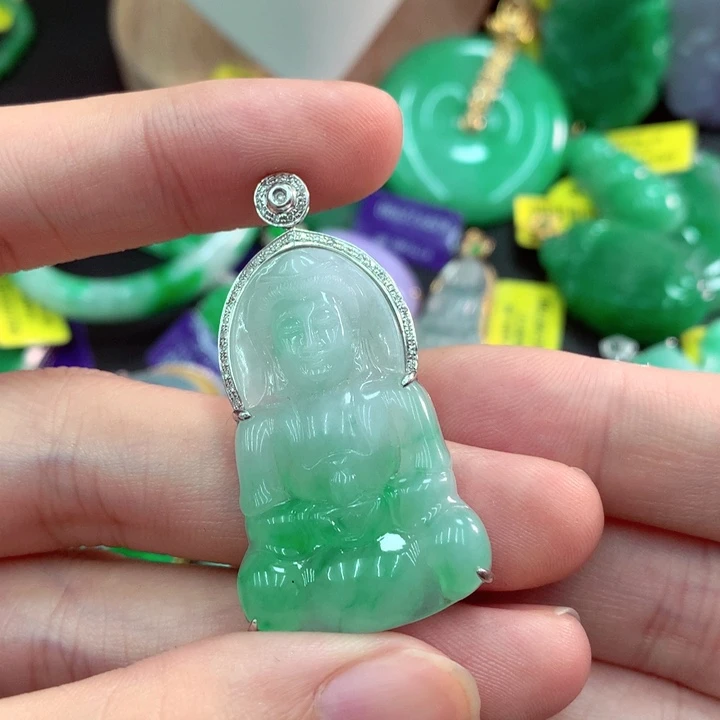 翡翠18K金镶嵌吊坠(不含链)