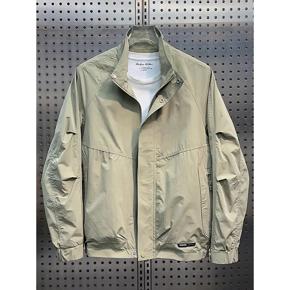 美式复古立领夹克外套男士春秋季新款潮流百搭防风冲锋衣休闲上衣