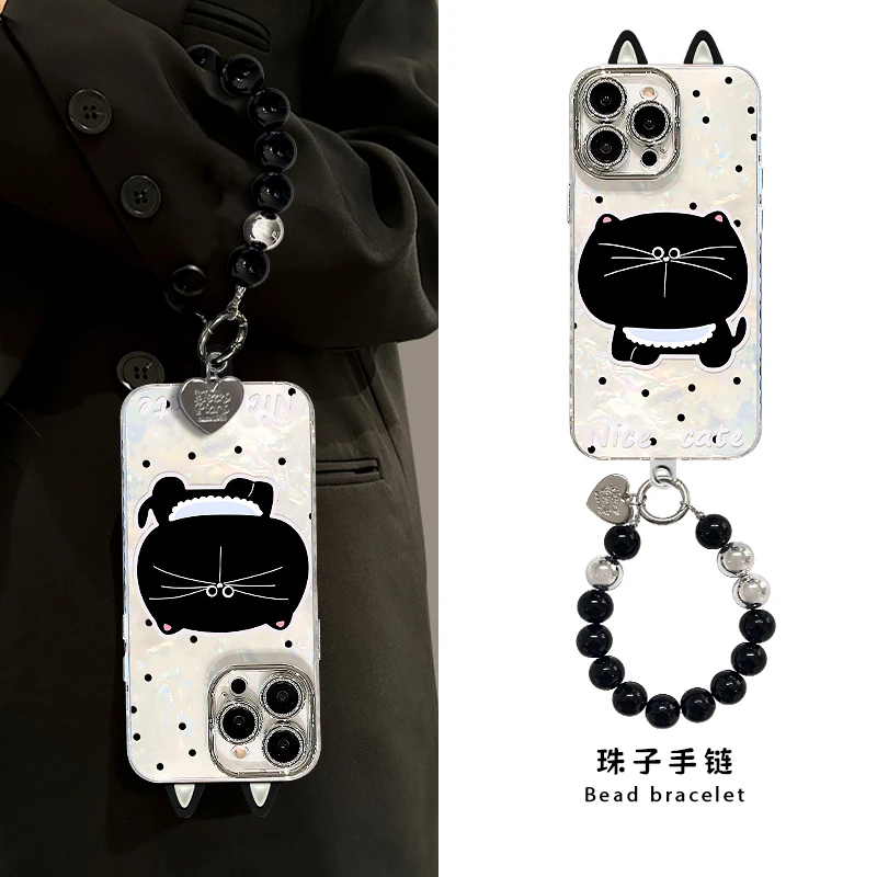 大脸猫适用苹果15promax华为oppo小米iPhone16精孔贝壳纹手机壳