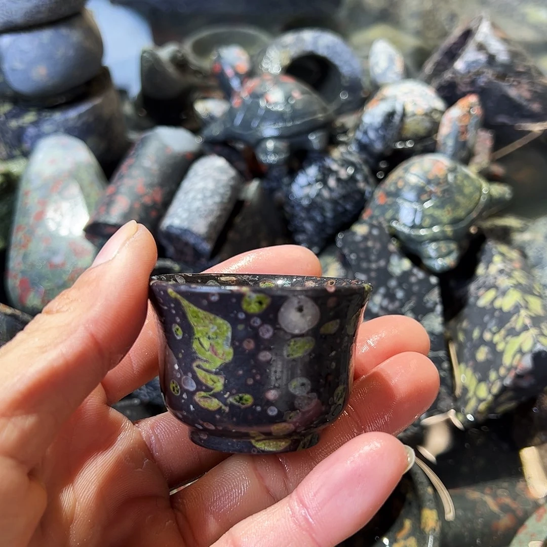 自***风梅花玉鱼缸石茶周边微瑕不退不换