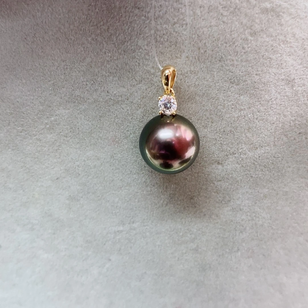 吊坠(不含链)18K金镶嵌海水珍珠10-11